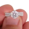 White Gold Plated Engagement 6.5mm 4H Bright moissanite Diamond Sterling Sier Women ring for Gift