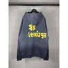 Designer-Hoodie Balanciaga B Home Correct Version Paris 23S New American Textured Paper Tape Letter Washed and Worn Old Hooded Cardigan Coat 23SS