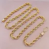 Colares de pingentes Cadeia de corda de ouro sólida para homens AU750 Jóias de colar de ouro AU750 Idéia de presente personalizada com cadeia de ouro real AU750