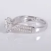 White Gold Plated Engagement 6.5mm 4H Bright moissanite Diamond Sterling Sier Women ring for Gift