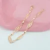 Halsbandörhängen Set 1 6mm Women Chain 585 Rose Gold Color Plant Oval Bead Armband smycken