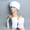 Hats Scarves Sets One Set Women Real Rex Rabbit Fur Cuff+Headband Winter Warmer Hat Arm Wrist Sleeve Gs Female Real Fur C+Elastic WristbandL231113