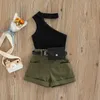 Clothing Sets Infant Kids Bbay Girl Tanks Vest Tops Shorts Waist Bag Pockets Decoration Casual Style Summer Clothing 6M4T 230412