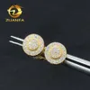 Round Hat Design Screw Back Earrings Vvs Moissnite Hiphop 925 Silver 10k Gold Plated Full Pave Stud