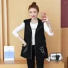 Women's Vests Spring Autumn Korean Fashion Pocket Denim Vest Women Mid Length Loose Hooded Waistcoat Letter Embroidery Female Jean Jacket