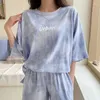 Women's Tracksuits Women Sportswear Cotton Tie Dye O-Neck Two Piece Shorts Sets Loose Casual 2pcs Short Sleeve T-Shirt Suits 2023