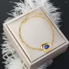 Link Armbänder Geometrisches Dreieck Anhänger Armband Feine Kette Edelstahl Eingelegter Lapislazuli Charme Für Frauen Modeschmuck Großhandel