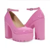 Scarpe eleganti Décolleté con cinturino alla caviglia Décolleté con plateau dolce Tacco quadrato rosa Décolleté con tacco alto Décolleté Scarpe con plateau Scarpe donna primavera 230413