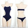 Costumi da bagno da donna Anime giapponesi Studente scolastico Body con cinturino blu Body costume da bagno Costume intero Uniforme Lingerie Cosplay