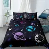 Juegos de cama 3 piezas de dibujos animados 3D Set Planet Funda nórdica con funda de almohada Edredón para niños Textiles para el hogar Decoración de dormitorio King