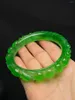 Bangle High Natural Myanmar Jadeite Bransoletka Znakomita imperialna zielona rzeźbiona retro-archaiczna wzory łaski biżuterii księżniczki