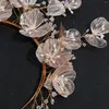 Haarspeldjes Parel Bloemen Haarband Bruid Tiara Bruiloft Accessoires Voor Vrouwen Rose Gouden Kralen Hoofdbanden Marrige Sieraden Bijoux