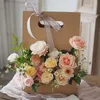 Prezent Przenośne Kraft Papier Flowers Flowers Bukiet Boukiet Kosz Kwiecisty Kwiat Kwiacyjny