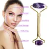 Ansiktsvårdsenheter Gouache Amethyst Natural Stone Massager Jade Roller Gua Sha Set Spa Acupuncture Scraping Crystal Scraper för 231113