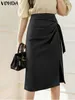 Skirt Fashion Office Lady s 2023 VONDA Female Casual Long High Waist Elegant Solid Aline s Femininas Bottoms 230413