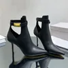 Jimmynessity Choo Boots High JC Pumps Thin Sandals Heels klackar Korta mode Nya kvinnor pekade tå äkta läder ihåliga fotledsbotor