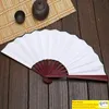 Büyük 33cm katlanır fan siyah beyaz kumaş ahşap el fanlar diy zanaat sanat dikim süsleri erkek açık el handfan