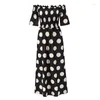 Partykleider 2023 Frühling und Sommer Damen One-Shoulder-Schlauchoberteil Kleid elastisches Temperament Polka Dot Print Rock Vestido Feminino