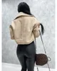 Женские куртки из искусственной кожи, женские короткие толстые теплые черные верхняя одежда, женское бархатное пальто с лацканами в стиле ретро, зимние топы 231110