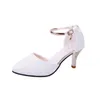 Klänningskor Comemore Women Classic Wedding Bride White Buckle Strap High Heel Woman Shoes Ladies Pink Comfort Stiletto Sexy Party Heels 230413