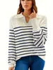 Women's Sweaters Striped Knit Sweater Autumn And Winter Fine Imitation Wool Loose Sleeved Base