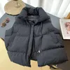 Gilet da donna Giù Giacca in cotone Gilet Primavera e autunno 2023 Vestibilità ampia Colletto rialzato Canotta solida Spalla esterna