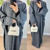 Vêtements ethniques Hiver Ouvert Abaya pour femmes Kimono Musulman Abayas avec poudre brillante Dubaï Automne Kebaya Modeste Islam Tenue Kaftan Hijab