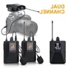 Freeshipping Audio Microphone Lavalier sans fil UHF avec 30 canaux sélectionnables Portée de 50 m pour appareil photo reflex numérique Interview Enregistrement en direct Mmdqd