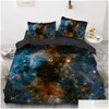 Conjuntos de cama Conjuntos de cama 3D Europa Rainha Rei Duvet Er 3 Pcs Cobertor Quilt Consolador Caso Fronhas Cama Galaxy 221208 Drop Delivery Dhiow