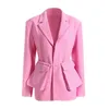 Women's Suits Pink Suit Women's 2023 Spring Pearl Chain Large Pocket Decorative Fit Coat Singers Wear Fashion Personality Outwear
