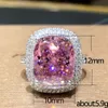 8 Colors Options Charming Women Rings Yellow White Rose Gold Plated Large Bling CZ Ring Wedding Jewelry Romantic Gifts for Friend Size 6-10