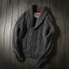 Herrtröjor vinter män ull cardigan raglan ärmar lapel enkelbröst tröja fickor koreansk stil förtjockning casual stick jackor 231113