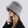 Berretti 2023 Grande Pelliccia Sintetica Soffice Cappello Della Benna Per Le Donne Di Lusso Peluche Inverno Addensare Neve Oversize Morbido Panama Caps