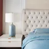 Tischlampen Chinesische Blaue Keramikvase Lampe Klassische Einfache Weiße Tuch Kupfer Wohnzimmer Schlafzimmer Dekor LED E27 Schreibtischleuchte