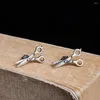 Stud Earrings Jenamery S925 Sterling Silver Alternative Punk For Women Vintage Scissors Shaped Ear Jewelry Men