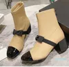 2023 Booties Shoes Calf Pull On Luxury Designer Women's Fashion Boots Black Size 35-41 Bowknot