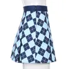 Kjolar blå mini pläd veckade kvinnor 2023 y2k estetisk preppy stil hög midja kort kjol söt kawaii e tjejkläder sommar