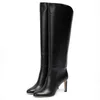 Femmes célèbres bottes hautes d'hiver Senior Karter 85 en cuir botte longue Senior noir blanc têtes rondes Design Italie robe de soirée parfaite talons hauts bottines EU 35-43