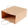 Gift Wrap 10pc Kraft Paper Bag With Handles Solid Color Packing Bags For Store Clothes Wedding Christmas Party Food Milk Tea Supplies