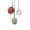 Pendant Necklaces Crystal Holder Cage Necklace Net Metal Stainless Steel O Chain Interchangeable Stone