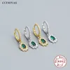 Dangle Chandelier CCFJOYAS 925 Sterling Silver Geometric Emerald Zircon Pendant Hoop Earrings for Women French Light Luxury Wedding Party Jewelry 230413