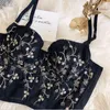 Camisoles Tanks High Street Women's Camisole Fashion Embroidered 3D Petal Bustier Bra Cropped Tops Female Thin Underwear 230412