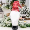 Natal papai noel vinho malha chapéus conjuntos tampas de garrafa de vinho tinto tampas de vinho decorações de garrafa de vinho de natal p139