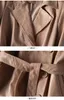 女性用革2023春/秋のファッションカジュアルで快適なシープスキン本物のコートミッドレングスレースアップウィンドブレーカー