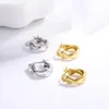 Stud Earrings S925 Sterling Silver Wide Face Cross Line Ear Buckles For Women A Pair Of Simple And Versatile Cold Style