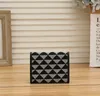 CC Short Wallet Card Holder Mini Woman Men Wallets Square Holders Checkered Pattern Triangle Genuine Leather Fashion Handbag Clutch Bags Purse