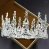 Pinzas para el cabello, Diadema redonda, corona grande, Tiara nupcial hecha a mano con cuentas de cristal, diadema de diamantes de imitación para boda, venta al por mayor