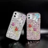 Bling Diamond Case na iPhone 15 Pro Max 14 Plus 13 12 11 x xr xs 8 7 6 SE2 luksusowy 3D róża kwiatowy kwiat kryształ twardy akrylowy pc plastikowe miękkie tpu rhinestone dziewczęta