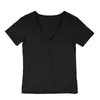 Heren t shirts heren t-shirt vaste kleur diep v nek zomer slanke fit pullover zweet absorptie sport top zachte middelste lengte