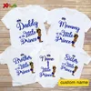 Dopasowanie rodziny stroje małe koszule Prince Birthday Party Boy Baby Shower Personalizowane imię Onesie 231113